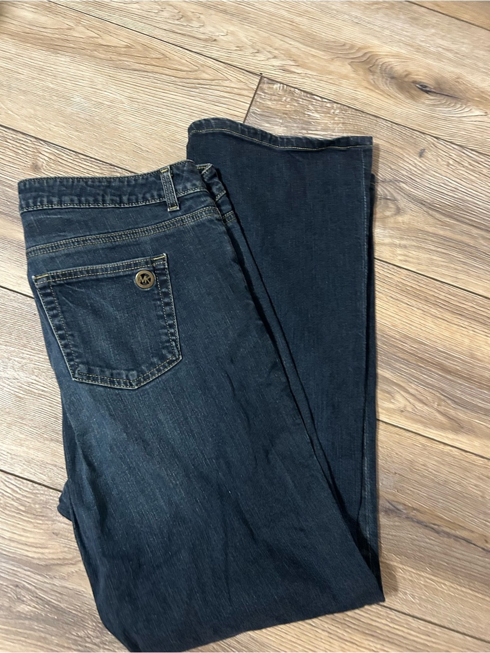 Michael Kors Navy Blue Denim Jeans with Gold Stitching